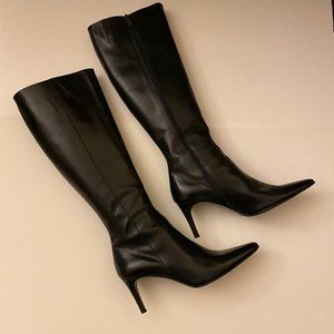 Coach Black Gina Calf Tall Leather Boots 3" Heels 19 1/2" High Size 9.5M A7216